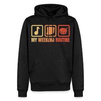 Week-end Drummer drôle - Sweat à capuche Premium bio Homme - noir - Devant - Nico (187cm)
