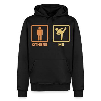 Kickboxer Strichfiguren - Männer Premium Bio Hoodie - Schwarz - Vorne - Nico (187cm)