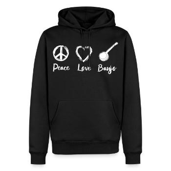 Peace Love Banjo - Sweat à capuche Premium bio Homme - noir - Devant - Nico (187cm)