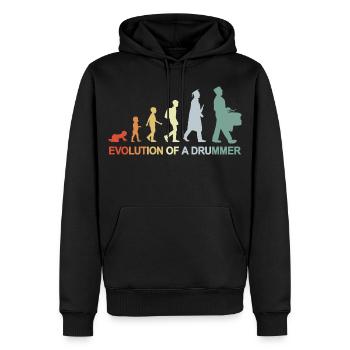 Vintage Trommelspieler Evolution - Männer Premium Bio Hoodie - Schwarz - Vorne - Nico (187cm)