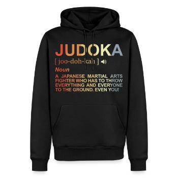 Dictionnaire Judoka - Sweat à capuche Premium bio Homme - noir - Devant - Nico (187cm)