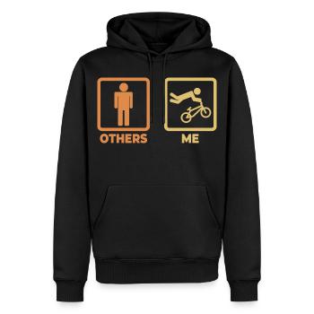 Blague BMX - Sweat à capuche Premium bio Homme - noir - Devant - Nico (187cm)