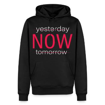 Yesterday Now Tomorrow Motivationsspruch - Männer Premium Bio Hoodie - Schwarz - Vorne - Nico (187cm)