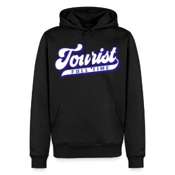 Full Time Tourist | Farben änderbar - Männer Premium Bio Hoodie - Schwarz - Vorne - Nico (187cm)