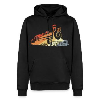 Vintage Dampflokomotive - Männer Premium Bio Hoodie - Schwarz - Vorne - Nico (187cm)