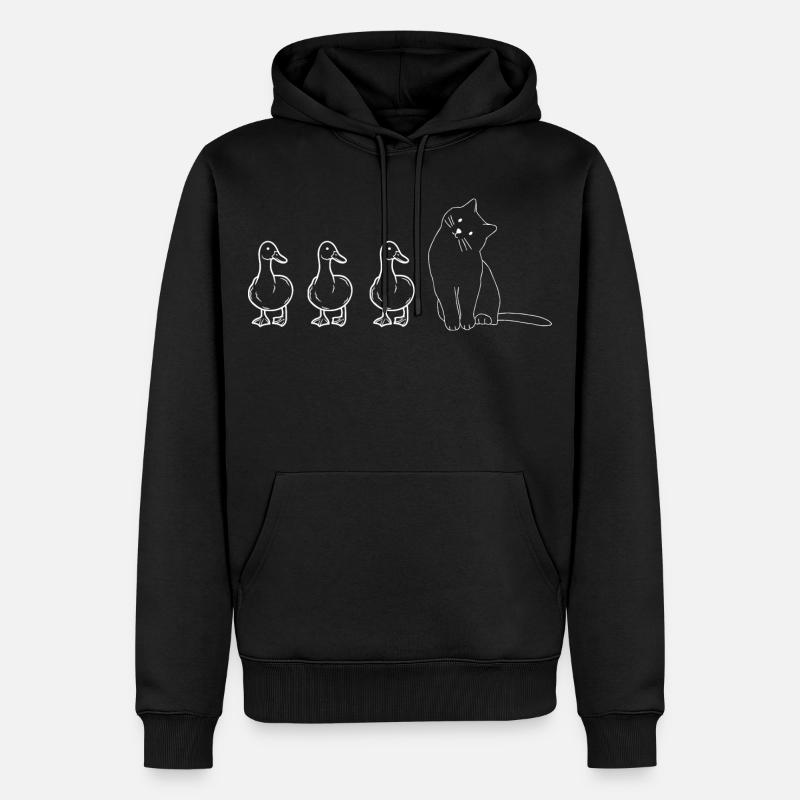 Animaux mignons canards et chat - Sweat à capuche Premium bio Homme - noir