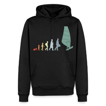 Vintage Windsurfer Evolution - Männer Premium Bio Hoodie - Schwarz - Vorne - Nico (187cm)