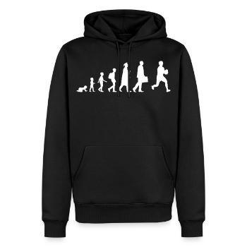 Entwicklung des Rugby - Männer Premium Bio Hoodie - Schwarz - Vorne - Nico (187cm)
