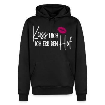 Küss mich Ich erb den Hof - Männer Premium Bio Hoodie - Schwarz - Vorne - Nico (187cm)