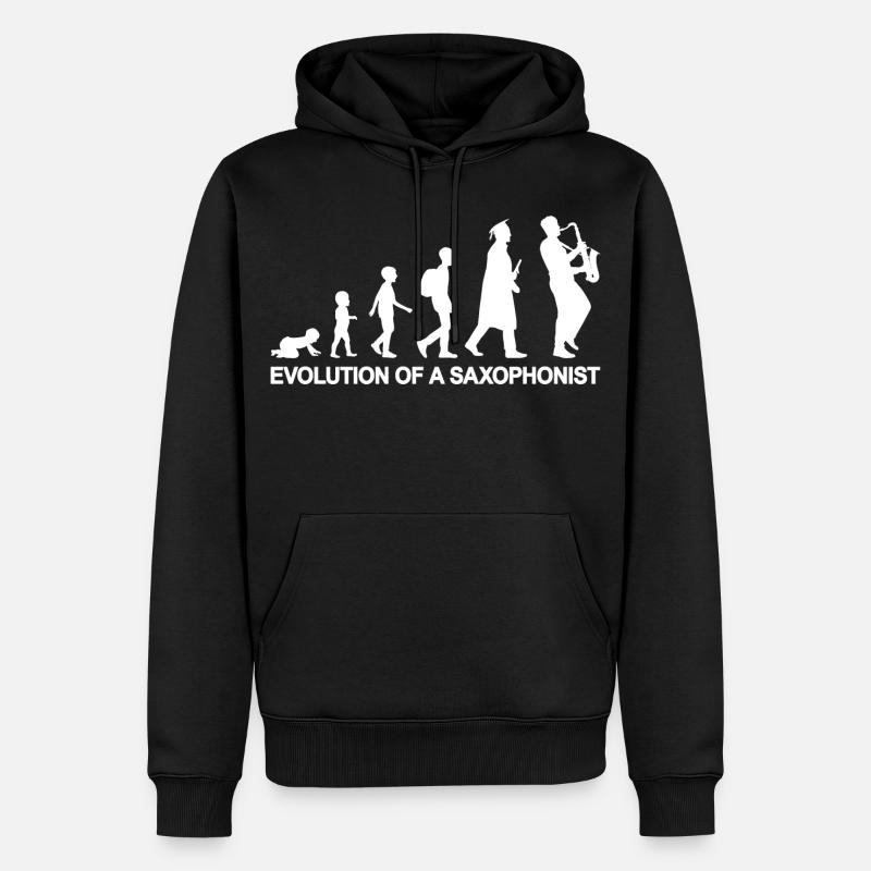 Evolution of A Saxophonist - Männer Premium Bio Hoodie - Schwarz