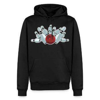 Bowling Strike - Men’s Premium Organic Hoodie - black - Front - Nico (187cm)