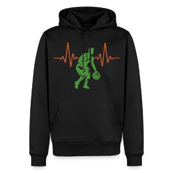 ECG Heartbeat Basketball Pulse | Couleurs changeantes - Sweat à capuche Premium bio Homme - noir - Devant - Nico (187cm)