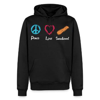 Frieden Liebe Snowboard - Männer Premium Bio Hoodie - Schwarz - Vorne - Nico (187cm)