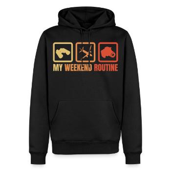 Meine Wochenendroutine - Männer Premium Bio Hoodie - Schwarz - Vorne - Nico (187cm)