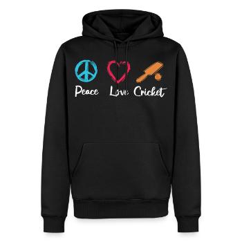 Frieden Liebe Cricket - Männer Premium Bio Hoodie - Schwarz - Vorne - Nico (187cm)