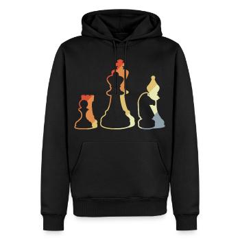 Jeu d’échecs rétro - Sweat à capuche Premium bio Homme - noir - Devant - Nico (187cm)
