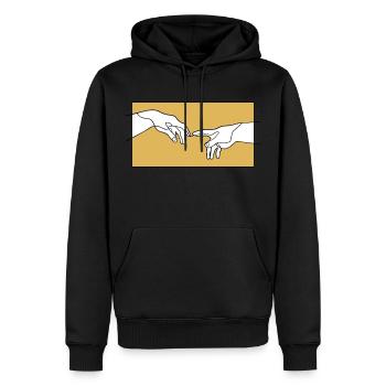 Création des mains d’Adam, inspiration Michel-Ange - Sweat à capuche Premium bio Homme - noir - Devant - Nico (187cm)