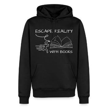 Entflieh der Realität mit Büchern Bücherwurm Zitat - Männer Premium Bio Hoodie - Schwarz - Vorne - Nico (187cm)