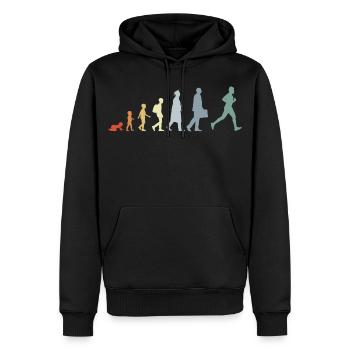 Évolution du coureur - Sweat à capuche Premium bio Homme - noir - Devant - Nico (187cm)