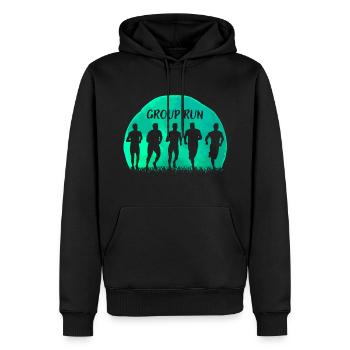 Group Run Group run in a team with grass and moon - Men’s Premium Organic Hoodie - black - Front - Nico (187cm)