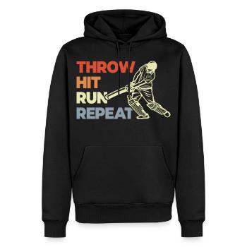 Throw Hit Run Repeat - Männer Premium Bio Hoodie - Schwarz - Vorne - Nico (187cm)