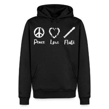 Peace Love Flute - Männer Premium Bio Hoodie - Schwarz - Vorne - Nico (187cm)