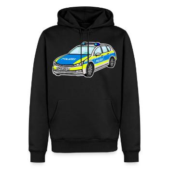 Voiture de police allemande, voiture de police, voiture de patrouille - Sweat à capuche Premium bio Homme - noir - Devant - Nico (187cm)