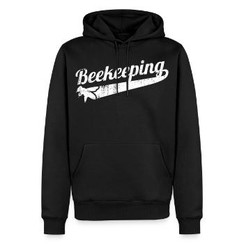Drôle d’apiculture - Sweat à capuche Premium bio Homme - noir - Devant - Nico (187cm)