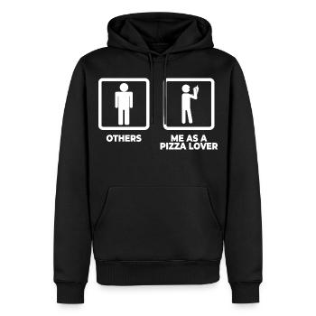 Pizza Liebhaber Strichmännchen - Männer Premium Bio Hoodie - Schwarz - Vorne - Nico (187cm)