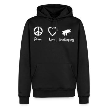 Peace Love Beekeeping - Männer Premium Bio Hoodie - Schwarz - Vorne - Nico (187cm)