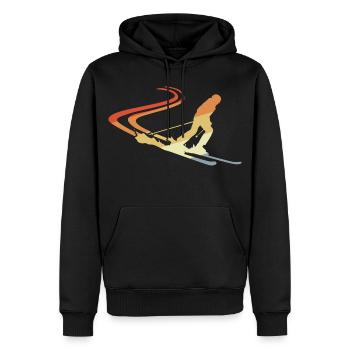 Lustige Skifahrer Zeichnung - Männer Premium Bio Hoodie - Schwarz - Vorne - Nico (187cm)