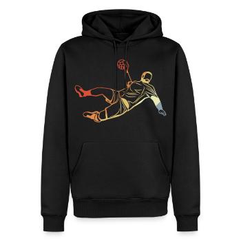 Joueur de handball rétro - Sweat à capuche Premium bio Homme - noir - Devant - Nico (187cm)