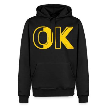 OK OK lettres de grille rétro O.K. 70s vintage - Sweat à capuche Premium bio Homme - noir - Devant - Nico (187cm)
