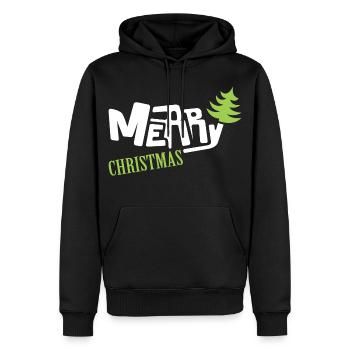 merry christmas font comic Tannenbaum Schrift - Männer Premium Bio Hoodie - Schwarz - Vorne - Nico (187cm)