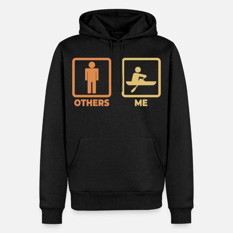 Ruderer Strichfigur - Männer Premium Bio Hoodie - Schwarz