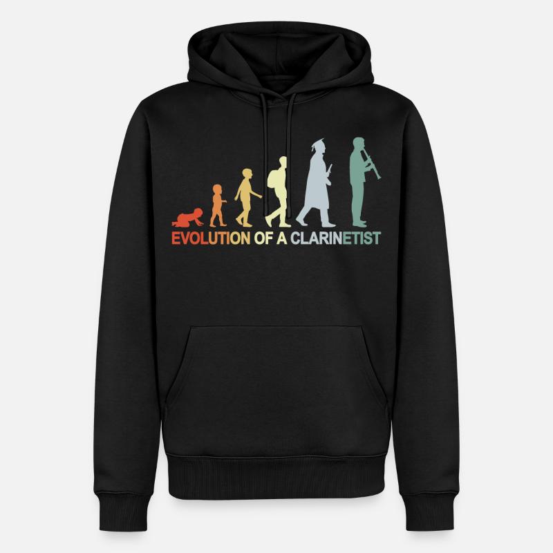 Évolution de la clarinette - Sweat à capuche Premium bio Homme - noir