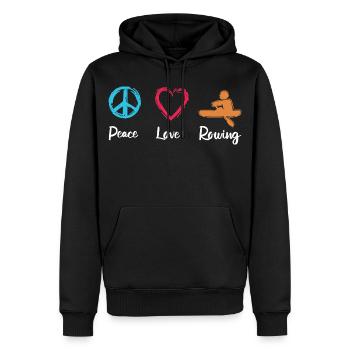 Frieden Liebe Rudern - Männer Premium Bio Hoodie - Schwarz - Vorne - Nico (187cm)