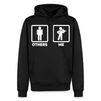 Geigenspieler Strichmännchen - Männer Premium Bio Hoodie - Schwarz - Vorne - Nico (187cm)