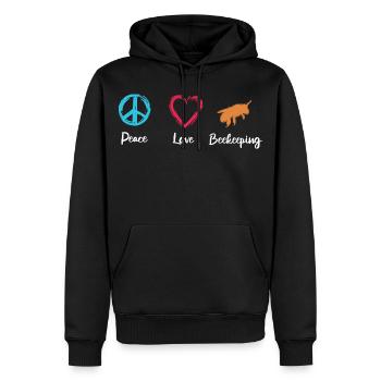 Frieden Liebe Imkerei - Männer Premium Bio Hoodie - Schwarz - Vorne - Nico (187cm)