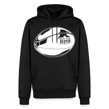 Rugbyball Zeichnung - Männer Premium Bio Hoodie - Schwarz - Vorne - Nico (187cm)