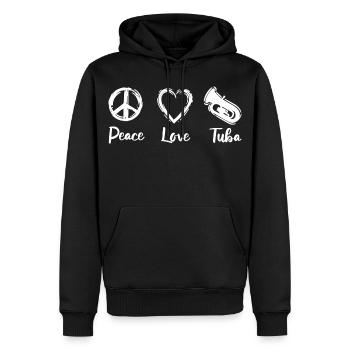 Tuba Paix Amour - Sweat à capuche Premium bio Homme - noir - Devant - Nico (187cm)