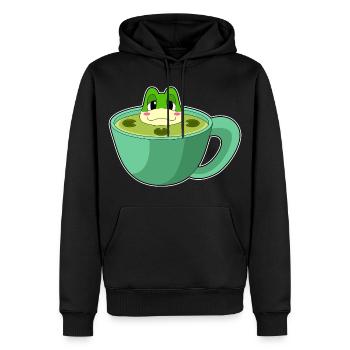 Mug grenouille - Sweat à capuche Premium bio Homme - noir - Devant - Nico (187cm)