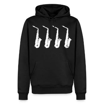 Modèles de saxophones rétro - Sweat à capuche Premium bio Homme - noir - Devant - Nico (187cm)