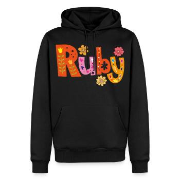 Personalisierter Ruby-Name - Männer Premium Bio Hoodie - Schwarz - Vorne - Nico (187cm)