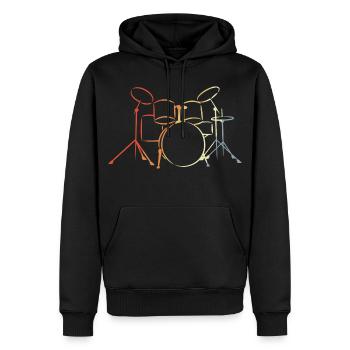 Batterie vintage - Sweat à capuche Premium bio Homme - noir - Devant - Nico (187cm)
