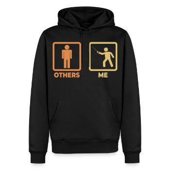 Figurine de bâton d’escrimeur - Sweat à capuche Premium bio Homme - noir - Devant - Nico (187cm)