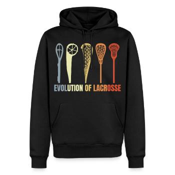 Evolution of Lacrosse - Männer Premium Bio Hoodie - Schwarz - Vorne - Nico (187cm)