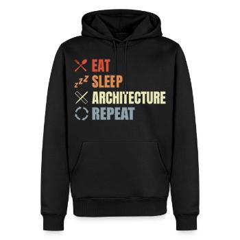 Manger Sommeil Architecture Répéter - Sweat à capuche Premium bio Homme - noir - Devant - Nico (187cm)
