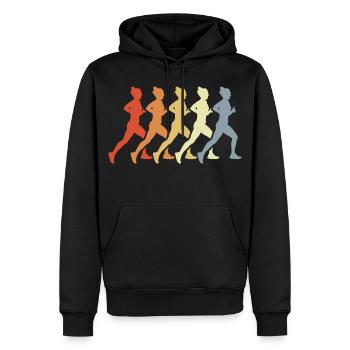 Vintage Läuferin - Männer Premium Bio Hoodie - Schwarz - Vorne - Nico (187cm)