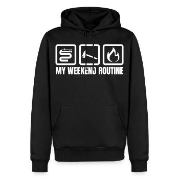 Wochenendroutine Feuerwehr - Männer Premium Bio Hoodie - Schwarz - Vorne - Nico (187cm)
